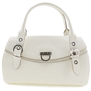 Salvatore Ferragamo Gancini handbag off white leather flap